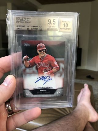 2013 Topps Mike Trout Mini Auto Sp Online Exclusive Certified Bgs 9.  5 Gem