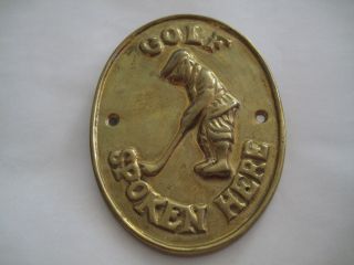 Vintage Brass Golf Plaque Plate That States: " Golf Spoken Here " Unique Old