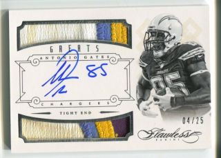 2014 Antonio Gates Panini Flawless Auto Greats Dual Dirty Patch 4/25 Chargers