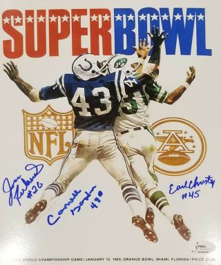Ny Jets,  Cornell Gordon,  Earl Christy,  Jim Richards Signed 8x10 Program Cover