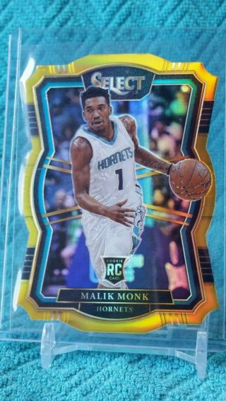 2017 - 18 Select Malik Monk Gold Die Cut Prizm 8/10 Rookie Card Charlotte Hornets