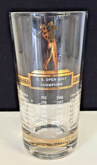 Vintage 1954 Us Open Golf Champions Glass 1934 Olin Dutra Ed Furgol Sports Drink