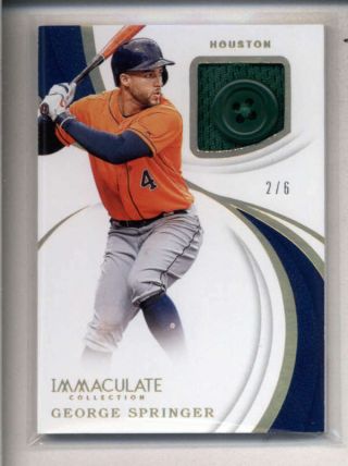 George Springer 2019 Immaculate Game Worn Jersey Button Relic 2/6 Fd6202