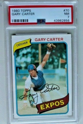 1980 Topps Gary Carter 70 Montreal Expos Psa 7