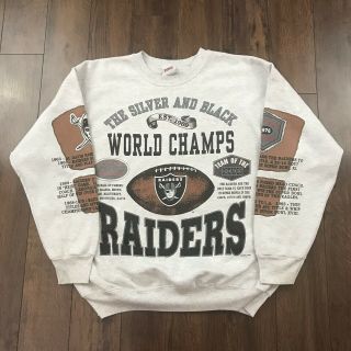 Vintage Vtg Los Angeles Raiders All Over Print Crewneck Sweatshirt Sweater Sz Xl