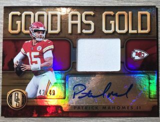2019 Gold Standard Patrick Mahomes Good As Gold Patch Auto - MVP - 42/49 Chiefs 2