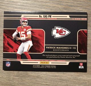 2019 Gold Standard Patrick Mahomes Good As Gold Patch Auto - MVP - 42/49 Chiefs 3