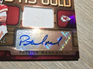 2019 Gold Standard Patrick Mahomes Good As Gold Patch Auto - MVP - 42/49 Chiefs 4