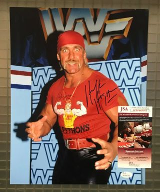 Hulk Hogan Signed 11x14 Photo Autographed Auto Jsa Witnessed Wwe Wrestling