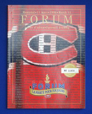 Jean Beliveau Henri Richard Hof Dual Signed 3/11/1996 Montreal Forum Final Game
