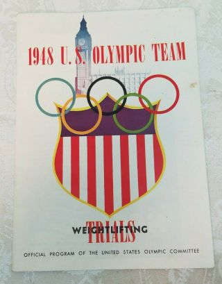 Vintage 1948 Us Olympic Team Weightlifting Trials Program Bob Hoffman Coach