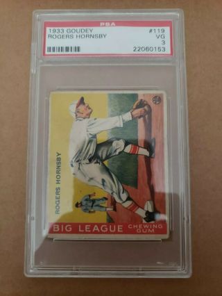 1933 Goudey Rogers Hornsby Psa 3 Vg