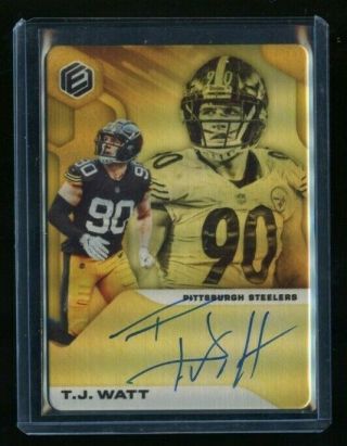 2019 Elements Gold T.  J.  Watt Auto Autograph 34/35 Pittsburgh Steelers