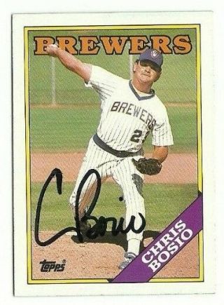 Chris Bosio 1988 Topps Auto Autographed Signed Card Brewers