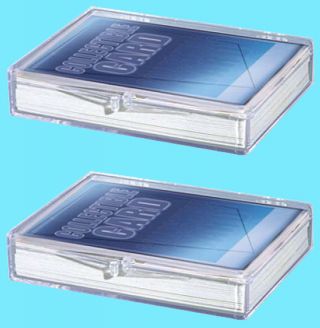 2 Ultra Pro 35 Count Clear Hinged Card Storage Box Case Holder Sports Trading