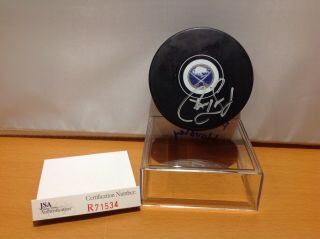Hof Hockey Phil Housley Autographed Sabres Puck Jsa Certified