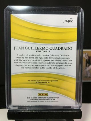 2018 - 19 Immaculate Soccer JUAN GUILLERMO CUADRADO Jersey Number JUMBO Patch /50 5