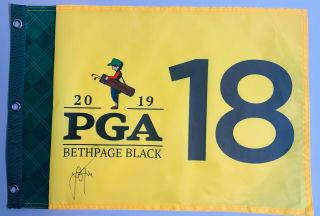 Justin Rose Signed Autograph 2019 Pga Championship Flag Bethpage Golf