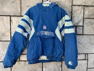 Dallas Cowboys Vintage 90s Starter Jacket Blue Pullover Big Logo Men Sz Xl
