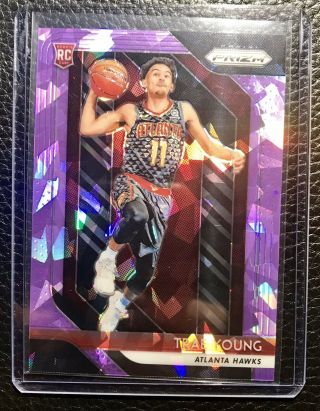 Trae Young 2018/19 Panini Prizm Rc Rookie Purple Cracked Ice Hawks Sp 042/149
