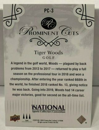 Tiger Woods 2019 Upper Deck The National NSCC Prominent Cuts Silver SP PC - 3 2
