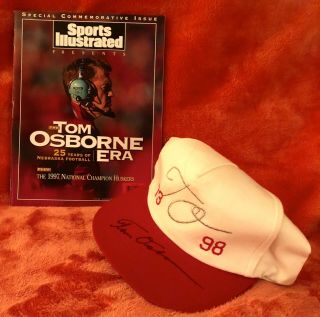 Tom Osborne 25 Year Sports Illustrated Commemorative Issue With Autographed Hat