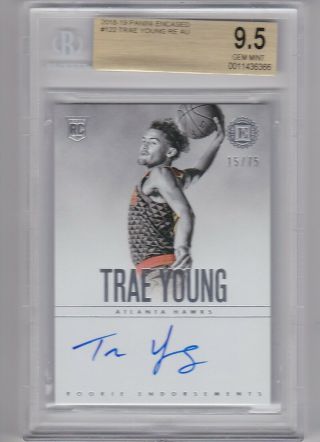 2018 - 19 Panini Encased Trae Young Rookie Endorsements Rc Auto /75 Bgs 9.  5/10