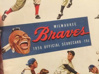 1956 Milwaukee Braves vs St Louis Cardinals Scorecard Program Aaron Musial 2