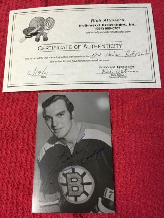 Ken Hodge Signed Vintage Boston Bruins Hockey Postcard Photo,  Blackhawks,  W/coa