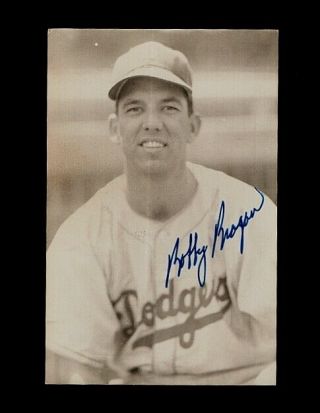 Bobby Bragan - Brooklyn Dodgers Autograph Postcard Photo - (d.  2010)