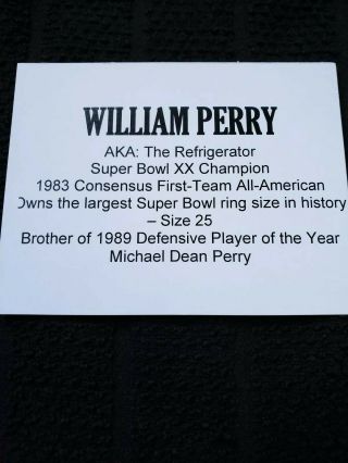 William Perry Chicago Bears Signed Autograph Blue Football Jersey JSA 5
