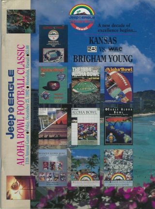 1992 Aloha Bowl Program Kansas Vs Byu