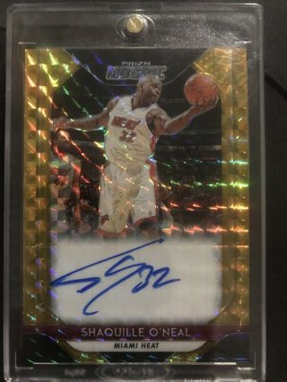 2018 - 19 Panini Prizm Mosaic Shaquille O’neal Gold On Card Auto /10 Heat Lakers