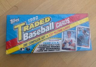 Topps Traded Baseball Cards,  Boxed 1992.  Complete Set.  132 Picture Cards.