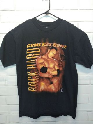 Vintage 1998 Wwf The Rock Shirt Rock Hard Come Get Some Double Sided L