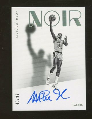 2018 - 19 Panini Noir Magic Johnson Los Angeles Lakers Hof Auto 46/99