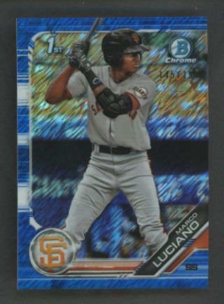 2019 Bowman Chrome Blue Shimmer Refractor Marco Luciano Giants Rc /150