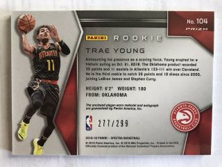18/19 Spectra Trae Young 2 Color RPA /299 2
