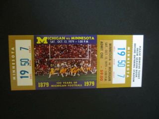 1979 Ncaa Minnesota Gophers @ Michigan Wolverines Full Football Ticket