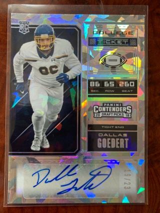 2018 Dallas Goedert Contenders Auto 19/23 Cracked Ice College Ticket Rc Card