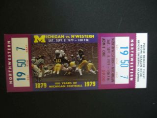 1979 Ncaa Northwestern Wildcat @ Michigan Wolverines Full Football Ticket