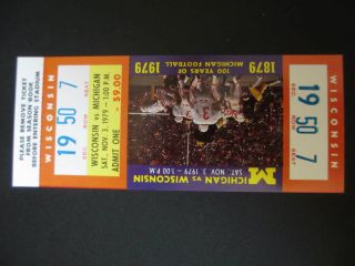 1979 Ncaa Wisconsin Badgers @ Michigan Wolverines Full Football Ticket