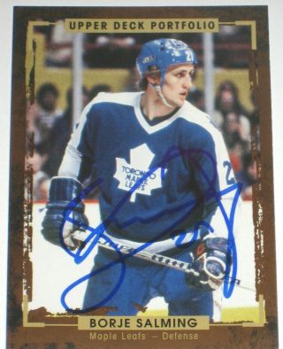 Borje Salming Signed 15 - 16 Upper Deck Portfolio Maple Leafs Card Autograph Auto