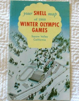 Vintage 1960 Winter Olympics Shell Oil Map Squaw Valley California
