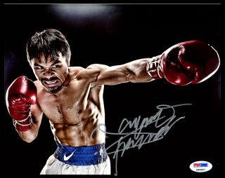 Manny Pacquiao Autographed 8x10 Photo " Pacman " Signed In Silver Psa/dna 153719