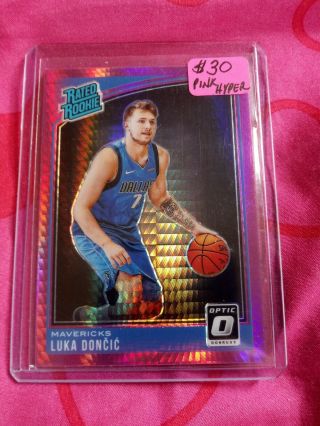 2018 - 19 Luka Doncic Panini Optic Hyper Pink Prizm Rated Rc 177 Non Auto Rookie