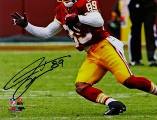 Santana Moss Autographed Redskins 8x10 PF Photo Running w/ Ball - JSA W Auth Blk 2
