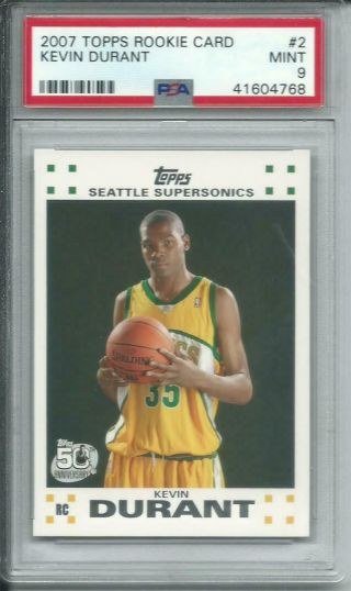 2007 - 08 Kevin Durant Topps White Rookie Psa 9 L@@k Golden State Warriors Rc