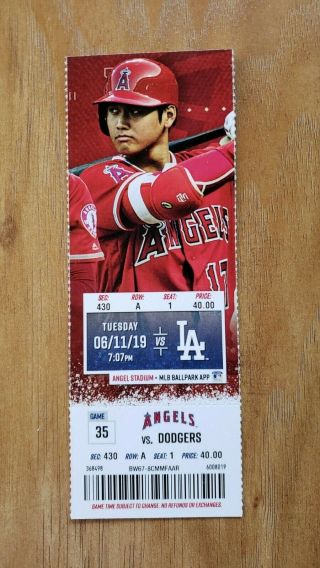 Angels 2019 Shohei Ohtani Home Run 29 Pictured Full Ticket Stub 6/11/19