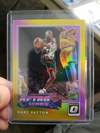 Gary Payton 2017 - 18 Donruss Optic Retro Series 2/10 Gold.  Sonics Bm1